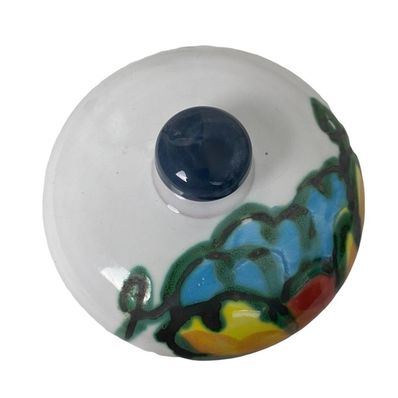 Celina Signed Hand painted Portugal 6” Lidded Jar Grape Floral EUC - Picture 5 of 8